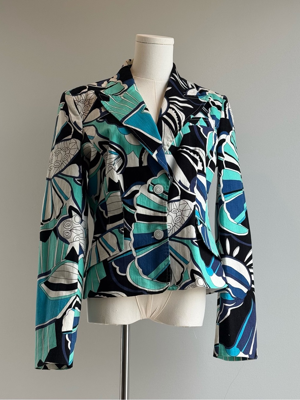 Vintage Dolce and Gabbana Women’s Floral Print Jacket Blue